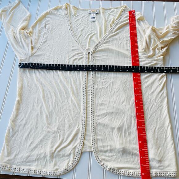 Talbots Size 1X Bling Collar 1 Button Cardigan Ivory - Picture 14 of 15